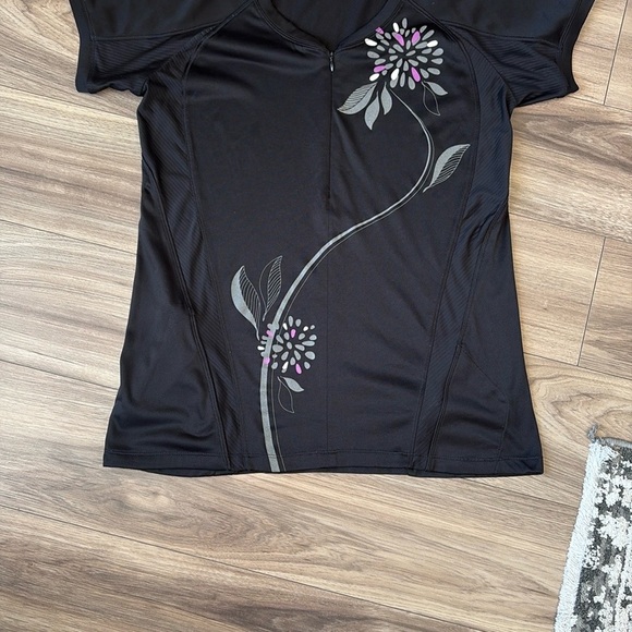 The North Face Tops - The North Face Cyling Jersey Black Floral Print